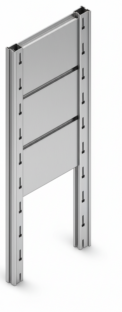 Tamponatura laterale in lamiera ZINCATA dogata per scaffalatura (PxH) cm. 70x300h