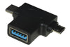 Adattatore 3 In Uno - Connettore Usb A Femmina - Micro Usb Maschio - Usb-C Maschio