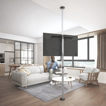 Asta Supporto Per Tv Pavimento-Soffitto Per Monitor 37-70 Con Ripiano