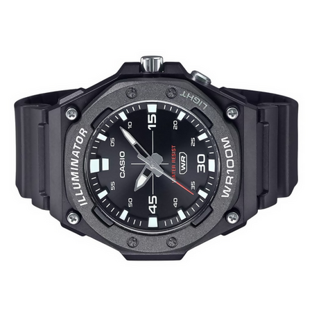 Orologio Casio per uomo in acciaio impermeabile con movimento al quarzo nero, MW-620H-1A