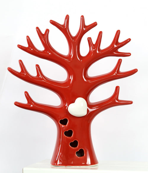 Albero Porcellana Cuore Rosso con Led 20,5cm