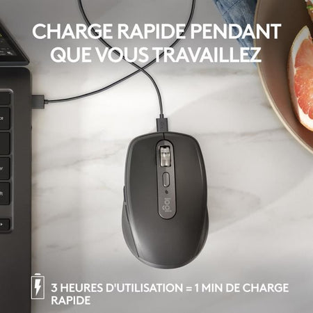 Mouse Wireless - LOGITECH - MX Anywhere 3S - Bluetooth - Clic silenziosi - 6 pulsanti - Grigio chiaro
