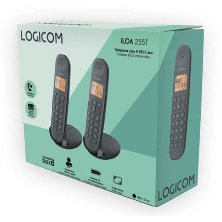 Telefono fisso cordless - LOGICOM - DECT ILOA 255T DUO - Nero - Con segreteria telefonica