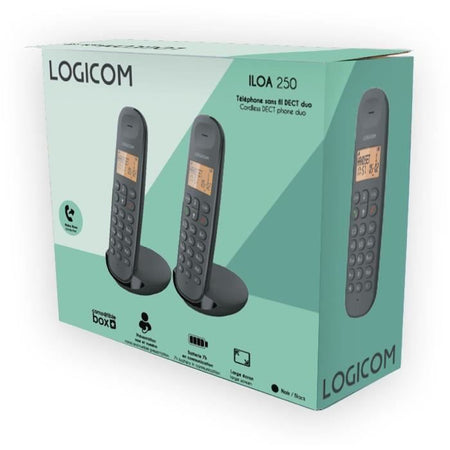 Telefono fisso cordless - LOGICOM - DECT ILOA 250 DUO - Nero - Senza segreteria telefonica