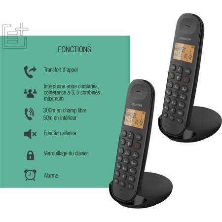 Telefono fisso cordless - LOGICOM - DECT ILOA 250 DUO - Nero - Senza segreteria telefonica