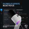 Un micrófono para juegos RGB premium con tecnología LIGHTSYNC, que cuenta con una cápsula dinámica personalizada y software avanzado, cápsula de rango medio