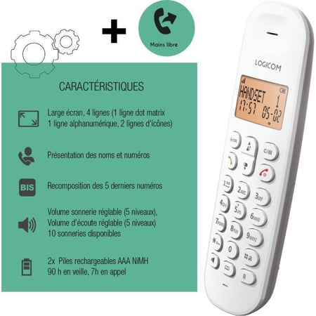 Telefono fisso cordless - LOGICOM - DECT ILOA 150 SOLO - Taupe - Senza segreteria telefonica