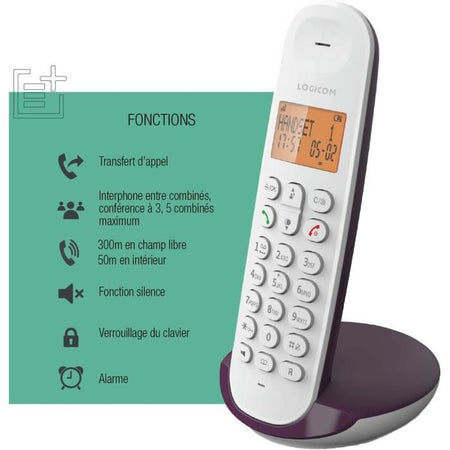 Telefono fisso cordless - LOGICOM - DECT ILOA 150 SOLO - Melanzana - Senza segreteria telefonica