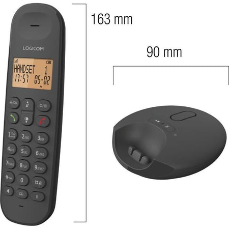 Telefono cordless fisso - LOGICOM - DECT ILOA 155T SOLO - Nero - Con segreteria telefonica