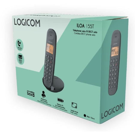 Telefono cordless fisso - LOGICOM - DECT ILOA 155T SOLO - Nero - Con segreteria telefonica