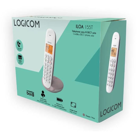 Telefono cordless fisso - LOGICOM - DECT ILOA 155T SOLO - Tortora - Con segreteria telefonica
