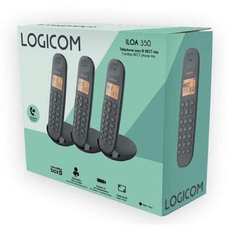 Telefono fisso cordless - LOGICOM - DECT ILOA 350 TRIO - Nero - Senza segreteria telefonica