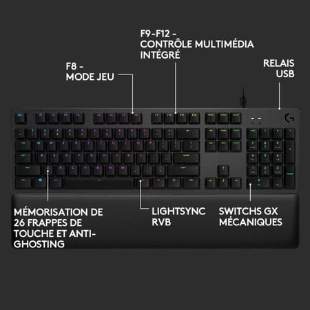 Logitech G - Tastiera da gioco - G513 meccanica - LIGHTSYNC RGB con interruttori GX Brown - Carbonio