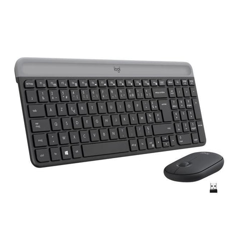 Logitech - Tastiera wireless ultra sottile MK470 + mouse e sistema wireless silenzioso - Layout compatto e piatto - Ricevitore USB 2,4 GHz
