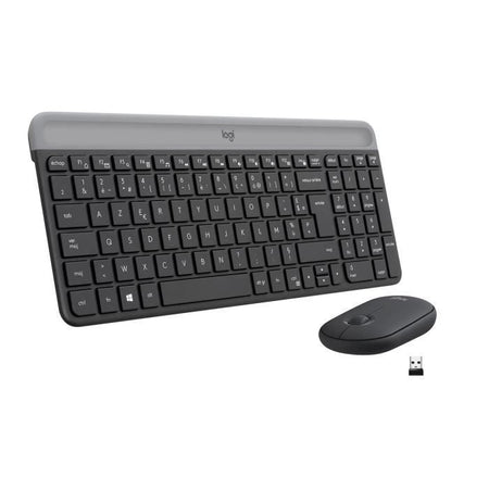 Logitech - Tastiera wireless ultra sottile MK470 + mouse e sistema wireless silenzioso - Layout compatto e piatto - Ricevitore USB 2,4 GHz