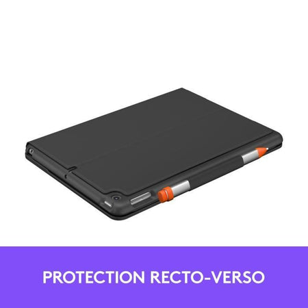 LOGITECH - Custodia con tastiera Bluetooth per iPad 10.2 (7a generazione) Slim Folio iPad 10.2 (7a, 8a e 9a generazione) - AZERTY - Grigio