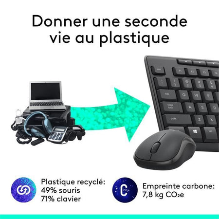 LOGITECH - Tastiera combinata - Mouse wireless e silenzioso - MK295