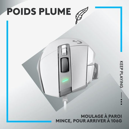Logitech - G502 X Small Gaming Wireless - Lightforce Primary Hybrid -Mechanic Pubbling, Hero di gioco 25K - Sensore bianco - bianco