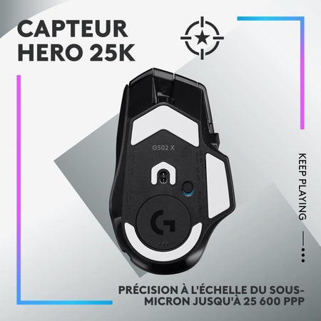 Logitech - G502 X Plus LightSpeed ??Mouse Gaming RVB Wireless - Pulsanti ibridi Lightfor, Hero da gioco 25K - Sensore nero