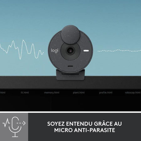 Webcam Full HD Full HD Logitech Brio 300 con riservatezza, riduzione del rumore micro, USB -C - grafite