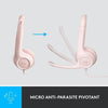 Casco cablato stereo logitech H390 con microfono antibruito, USB -A - ROSA