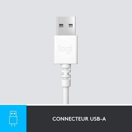 Casco cablato stereo logitech H390 con microfono antibruito, USB -A - Bianco rotto