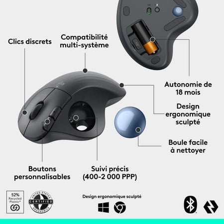 Mouse - Wireless - Logitech - Ergo M575S - Grafite