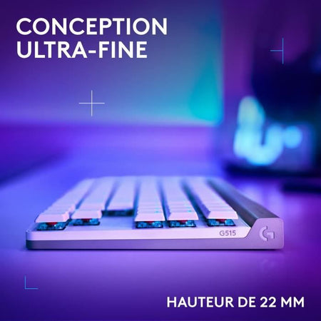 Tastiera da gioco - Wireless - Logitech G - G515 TKL Lightspeed - Tattile meccanica - RGB - AZERTY - Bianca