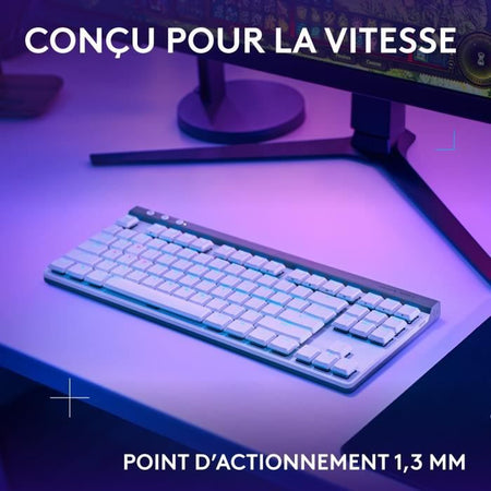 Tastiera da gioco - Wireless - Logitech G - G515 TKL Lightspeed - Tattile meccanica - RGB - AZERTY - Bianca