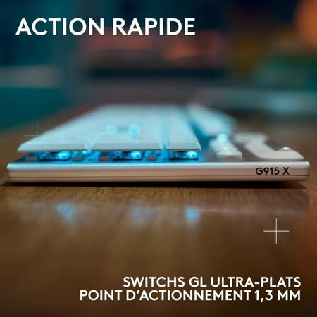 Tastiera da gioco - wireless - Logitech G - G915 X - Interruttore tattile - AZERTY - Bianca
