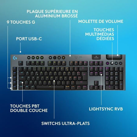 Tastiera da gioco - wireless - Logitech G - G915 X - Interruttore a clic - AZERTY - Nera