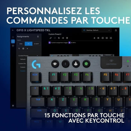Tastiera da gioco - wireless - Logitech G - G915 TKL X - Interruttore tattile - AZERTY - Nera