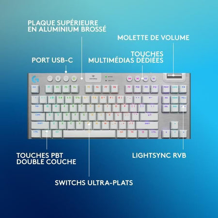 Tastiera da gioco - wireless - Logitech G - G915 TKL X - Interruttore tattile - AZERTY - Bianca