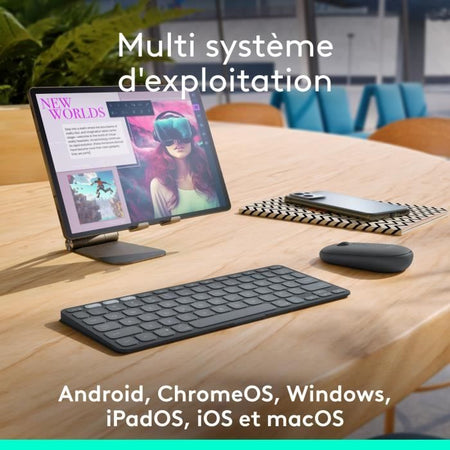 Tastiera portatile - Wireless - Logitech - Keys-To-Go 2 - per Tablet - AZERTY - Grafite