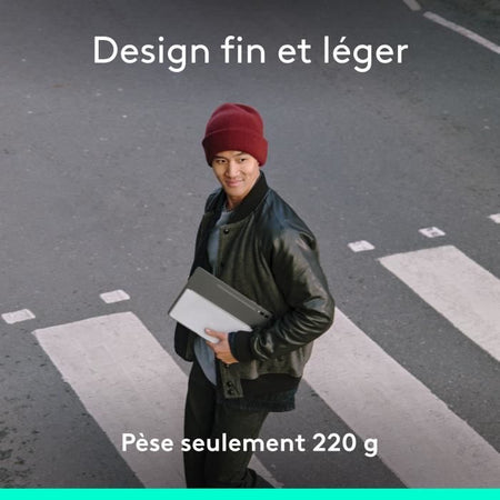 Tastiera portatile - Wireless - Logitech - Keys-To-Go 2 - per Tablet - AZERTY - Grigio chiaro