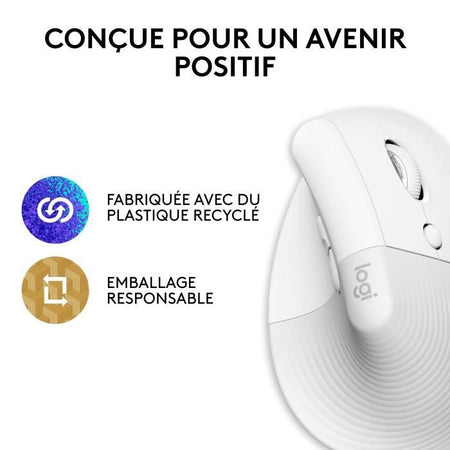 Logitech - solleva il mouse per Mac - ergonomico wireless - bianco
