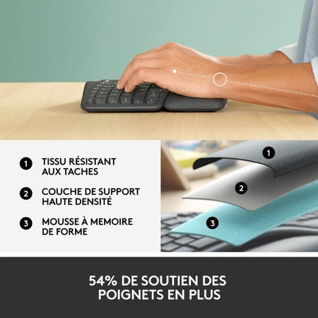 Tastiera ergonomica - Wireless - LOGITECH - K860 ERGO - Posizione della tastiera in due parti