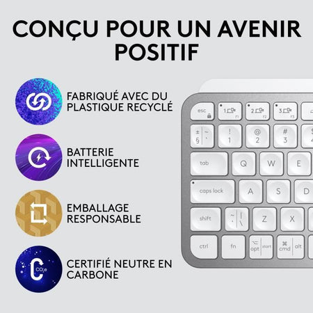 Logitech Wireless Keyboard - MX Keys Mini - GRIGIO CHIARO - Compatta, Bluetooth, retroilluminata per MAC, iOS, Windows, Linux, Android