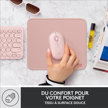 Tappetino per mouse durevole - Logitech - Serie Studio - Easy Glide - Rosa