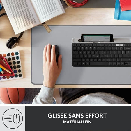 Tappetino da scrivania grande - Tappetino da scrivania Logitech - Serie Studio, multifunzionale ed esteso - Grigio