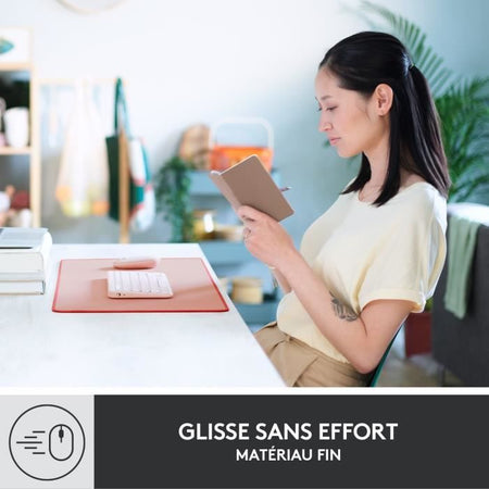 Tappetino da scrivania grande - Tappetino da scrivania Logitech - Serie Studio, multifunzionale ed esteso - Rosa