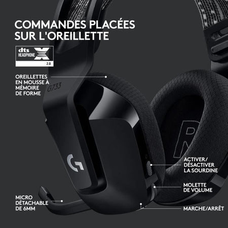 Cuffie da gioco - Wireless - LOGITECH G - G733 LIGHTSPEED - Nere