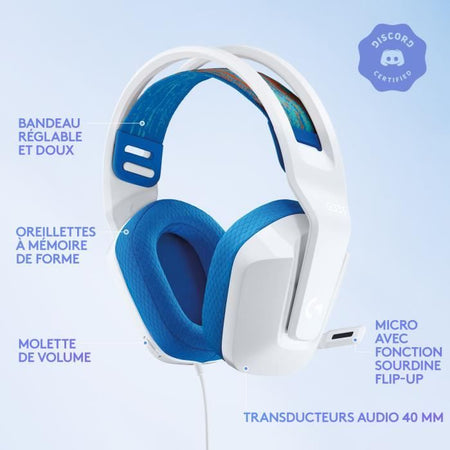 Cuffie GAMING - Leggere - LOGITECH G - G335 WIRED - BIANCHE - Certificate Discord