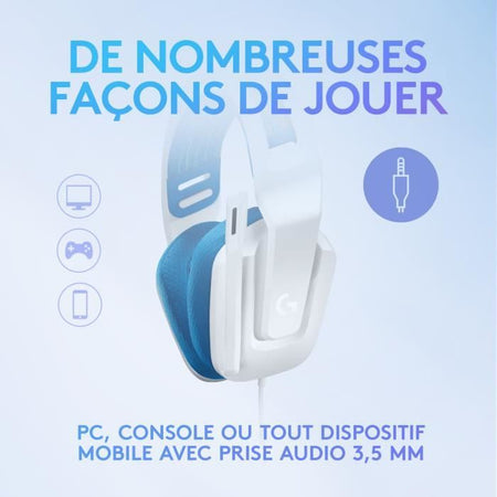 Cuffie GAMING - Leggere - LOGITECH G - G335 WIRED - BIANCHE - Certificate Discord