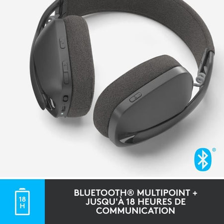 Logitech - Casco di ascolto wireless leggero con micro anti -noise di sfondo - Vibe 100 - Zona di grafite