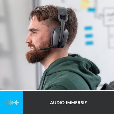 Logitech - Casco di ascolto wireless leggero con micro anti -noise di sfondo - Vibe 100 - Zona di grafite