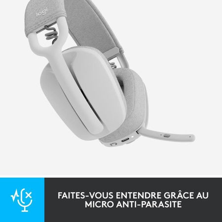 Logitech - Casco di ascolto wireless leggero con micro anti -noise di sfondo - Vibe 100 - Area bianca