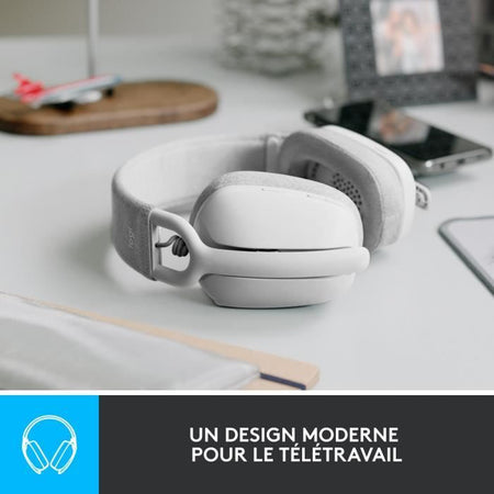 Logitech - Casco di ascolto wireless leggero con micro anti -noise di sfondo - Vibe 100 - Area bianca