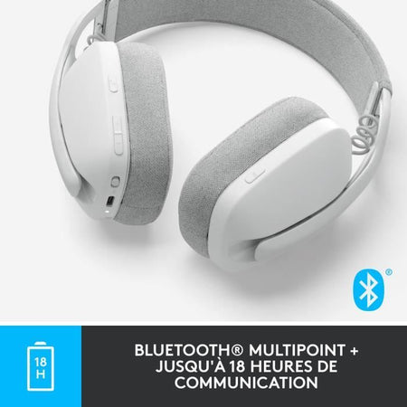 Logitech - Casco di ascolto wireless leggero con micro anti -noise di sfondo - Vibe 100 - Area bianca