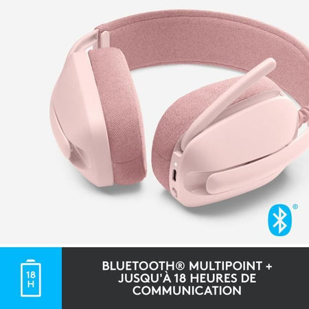 Logitech - Casco di ascolto wireless leggero con micro anti -noise di sfondo - Vibe 100 - Rose Zone